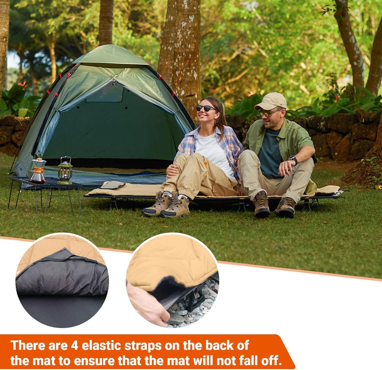 KingCamp Cot Mattress, Portable Lightweight Camping Sleeping Mat Soft Comfortable Non-Slip Cot Pad for Camp Cot, RV Bunk & Twin Beds