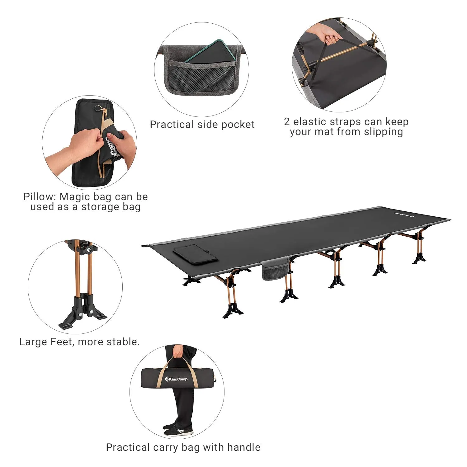 KingCamp MUENSTER Cot L Oversized Folding Camping Cots