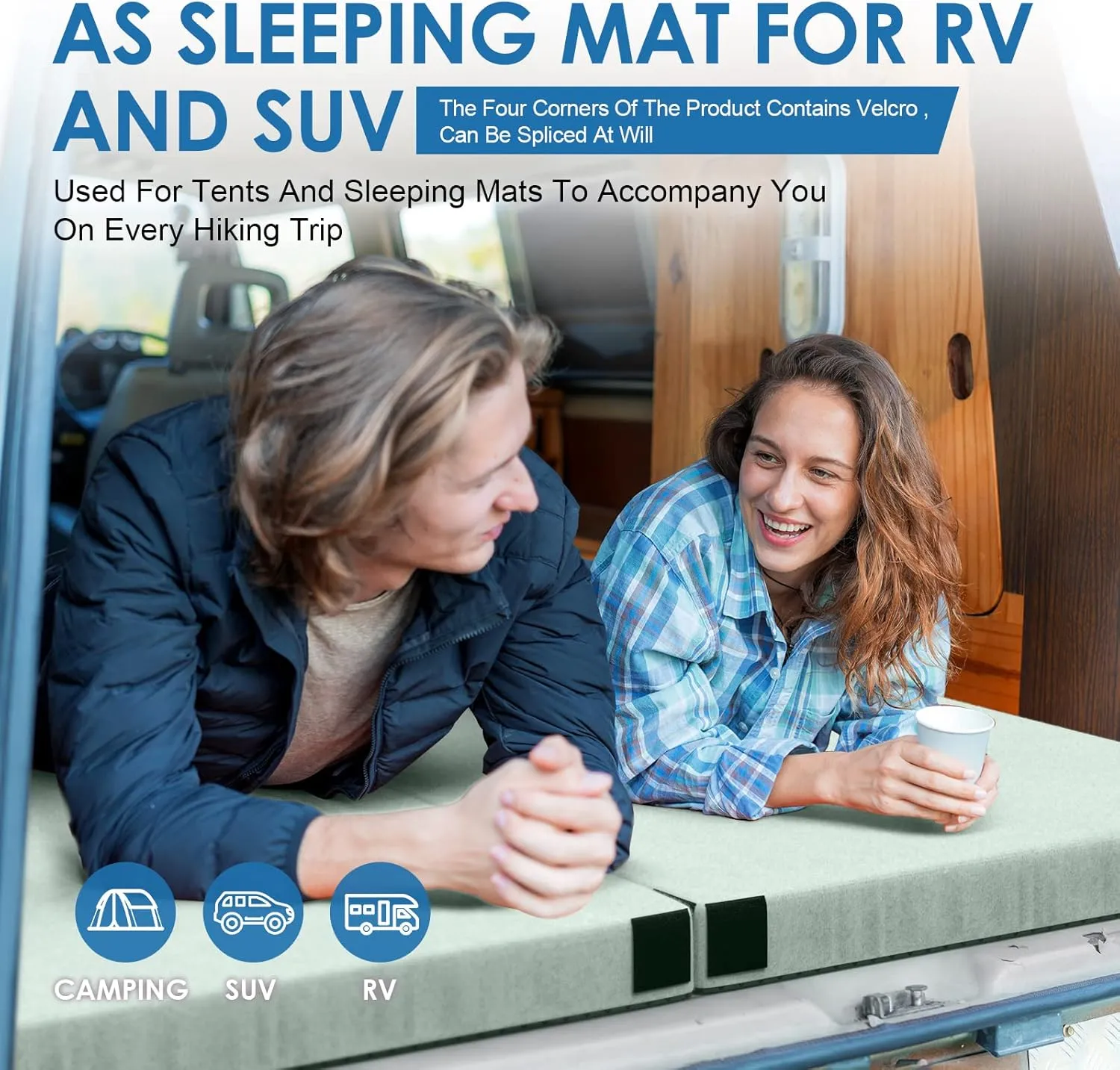 KingChii CertiPUR-US Memory Foam Camping Mattress, Portable Roll Up Travel Car Camping Mattress Sleeping Pad & Floor Mattress, Cot Mattress Guest Bed for Sleepover with Waterproof Cover & Travel Bag