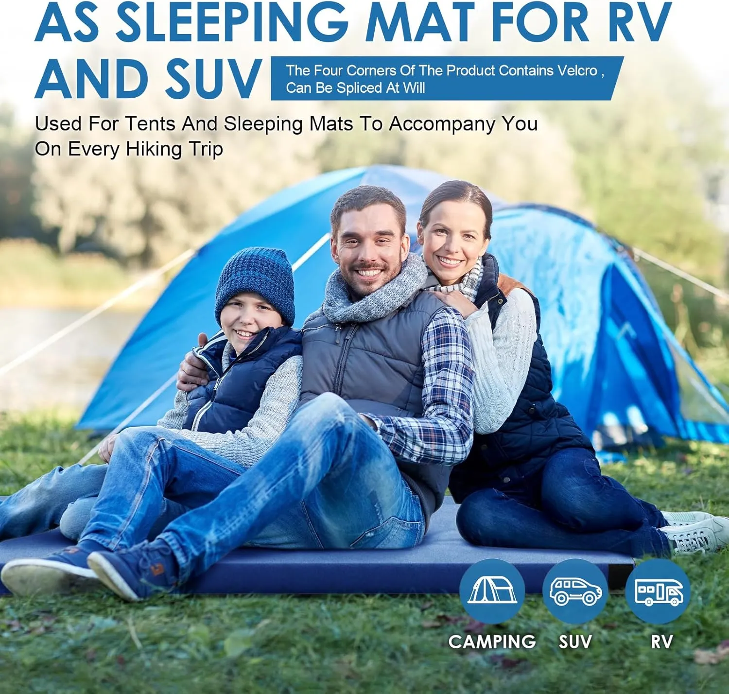 KingChii CertiPUR-US Memory Foam Camping Mattress, Portable Roll Up Travel Car Camping Mattress Sleeping Pad & Floor Mattress, Cot Mattress Guest Bed for Sleepover with Waterproof Cover & Travel Bag