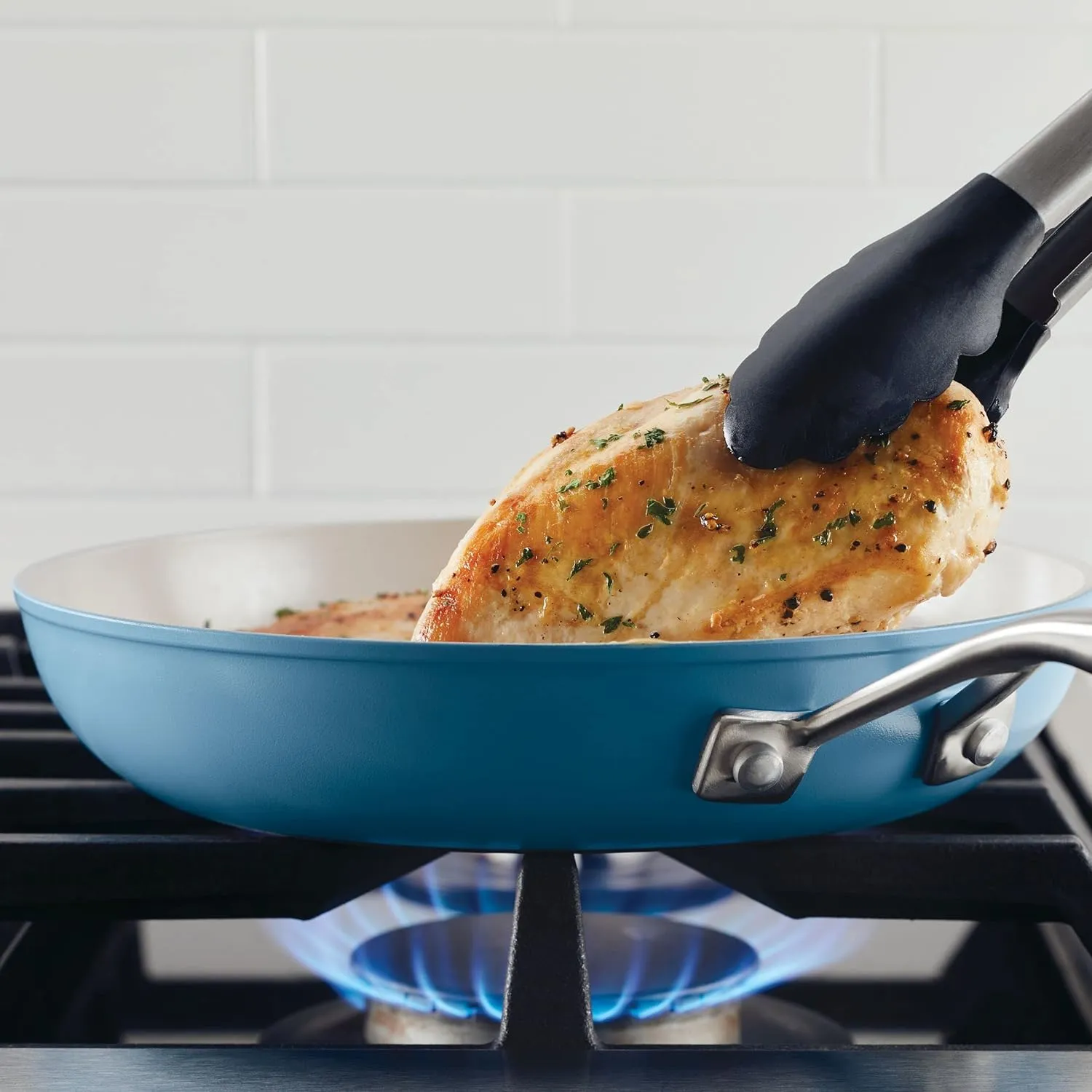 KitchenAid Hard Anodized Ceramic Nonstick Frying Pan/Skillet, 12.25 Inch, Blue Velvet