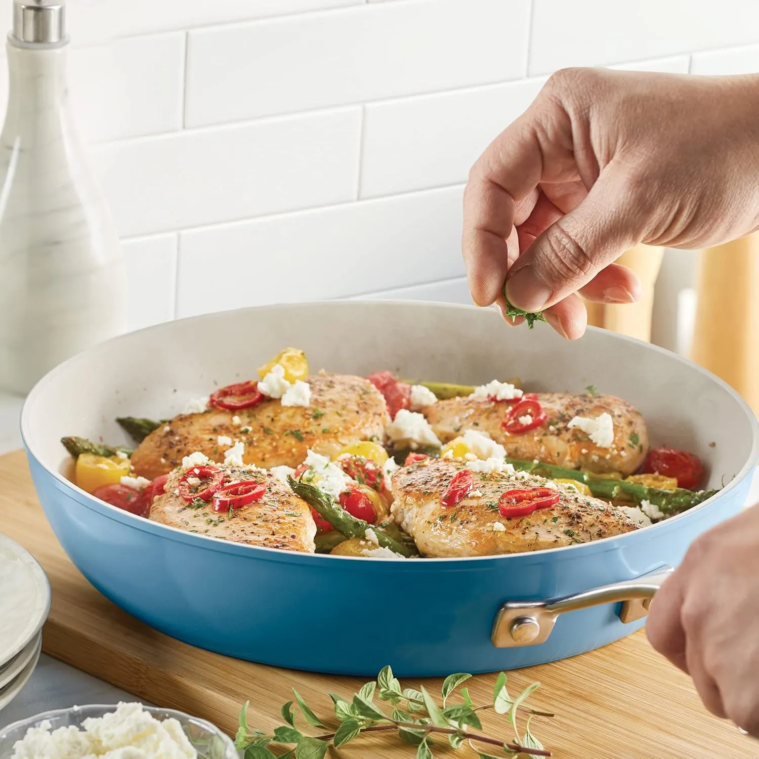 KitchenAid Hard Anodized Ceramic Nonstick Frying Pan/Skillet, 12.25 Inch, Blue Velvet