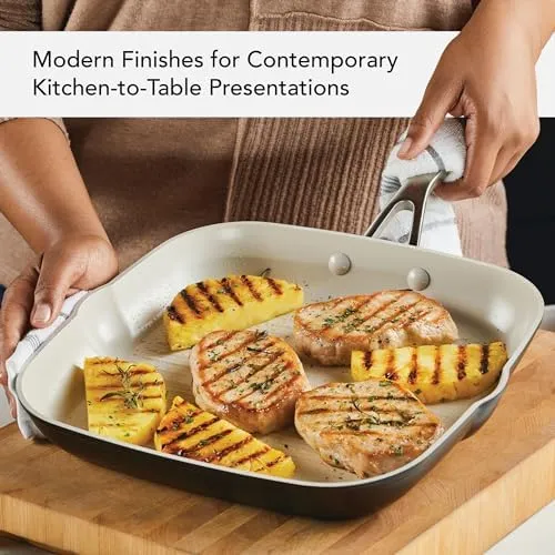 KitchenAid Hard Anodized Ceramic Nonstick Grill Pan/Griddle, Square, 11.25 Inch, Matte Black