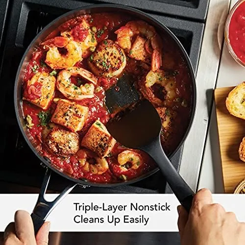 KitchenAid Hard Anodized Nonstick Saute/Fry Pan with Lid, 3 Quart, Onyx Black