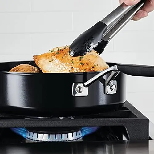 KitchenAid Hard Anodized Nonstick Saute/Fry Pan with Lid, 3 Quart, Onyx Black