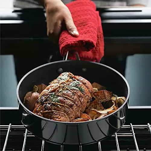 KitchenAid Hard Anodized Nonstick Saute/Fry Pan with Lid, 3 Quart, Onyx Black