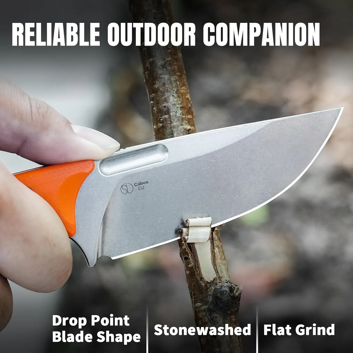 Kizer Cabox Fixed Blade Knife 3.36" D2 Steel Fixed Blade Hunting Knife G10 Handle with Sheath Survival Camping Knife 1048M2
