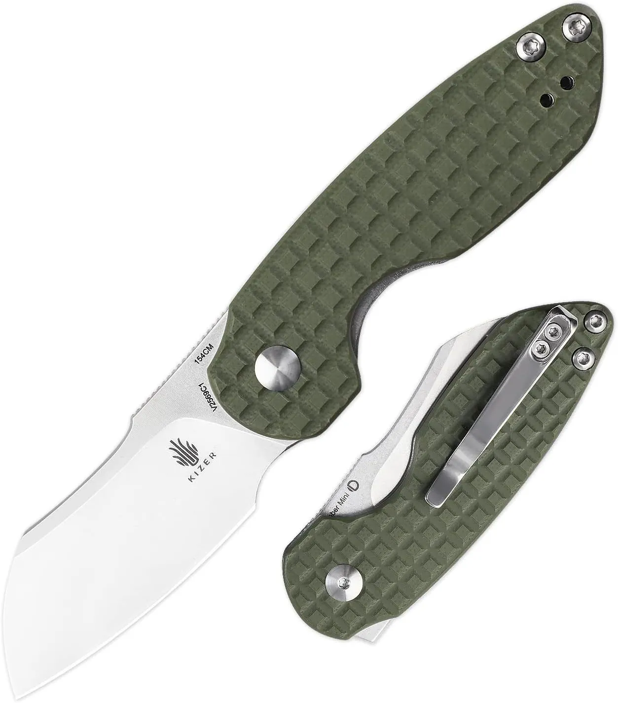 Kizer OCTOBER Mini Pocket Knife Green G10 Handle, EDC Outdoor Folding Knife 154CM Blade V2569C1