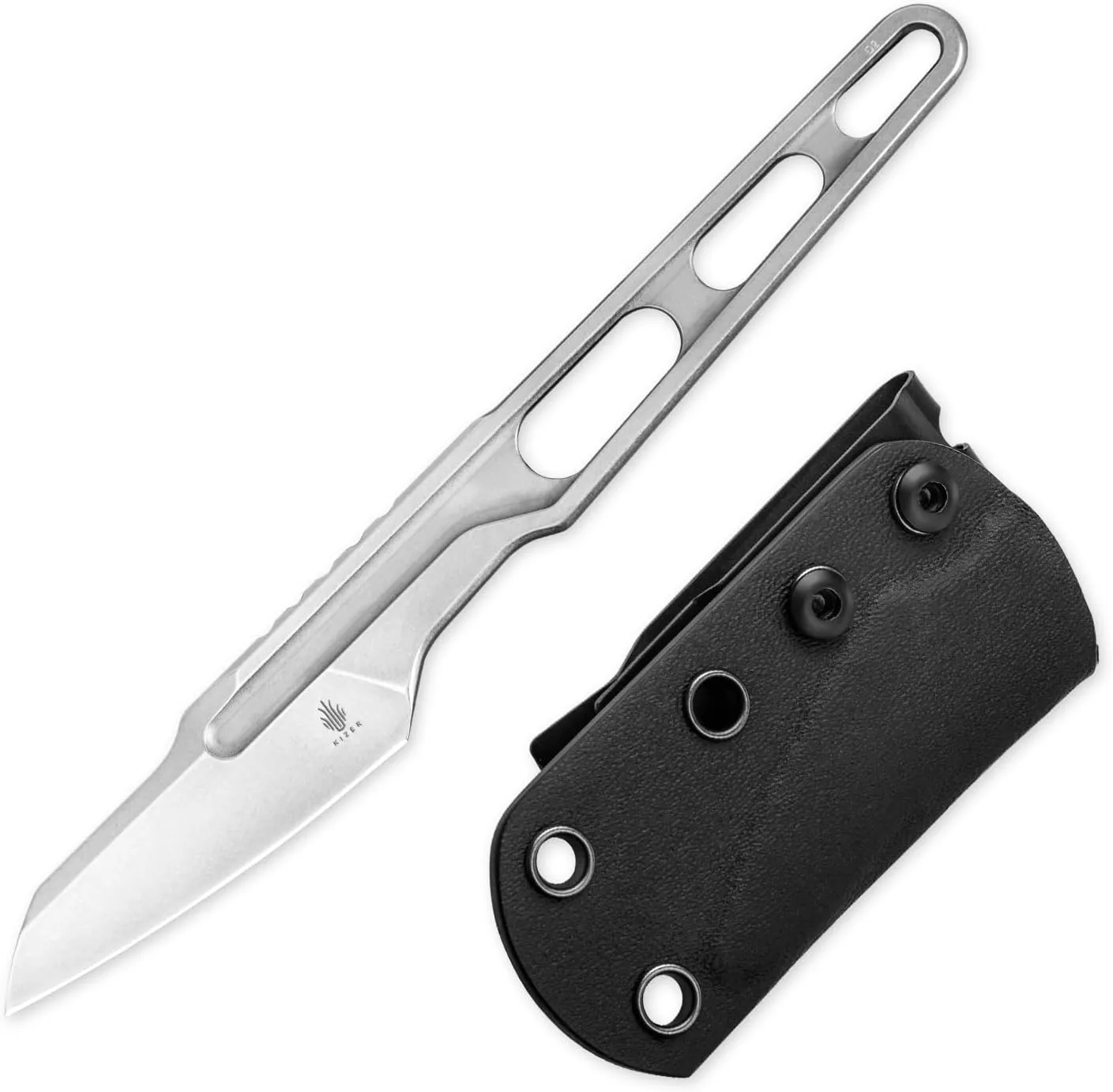 Kizer Scuttler Fixed Blade Knife with Sheath, 2.05 Inch D2 Steel Lightweight EDC Knife, D2 Handle Fixed Blade Hunting Knives, Small Survival Camping Knives, 1058A1