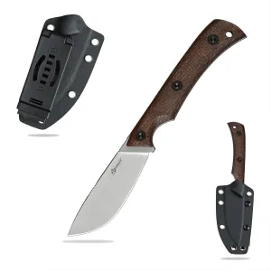 Knives 3.34“ DC53 Steel Tactical Fixed Blade Knife Micarta Handle with kydex sheath for Men EDC Outdoor Camping Survival Hunting (White Stone Wash)