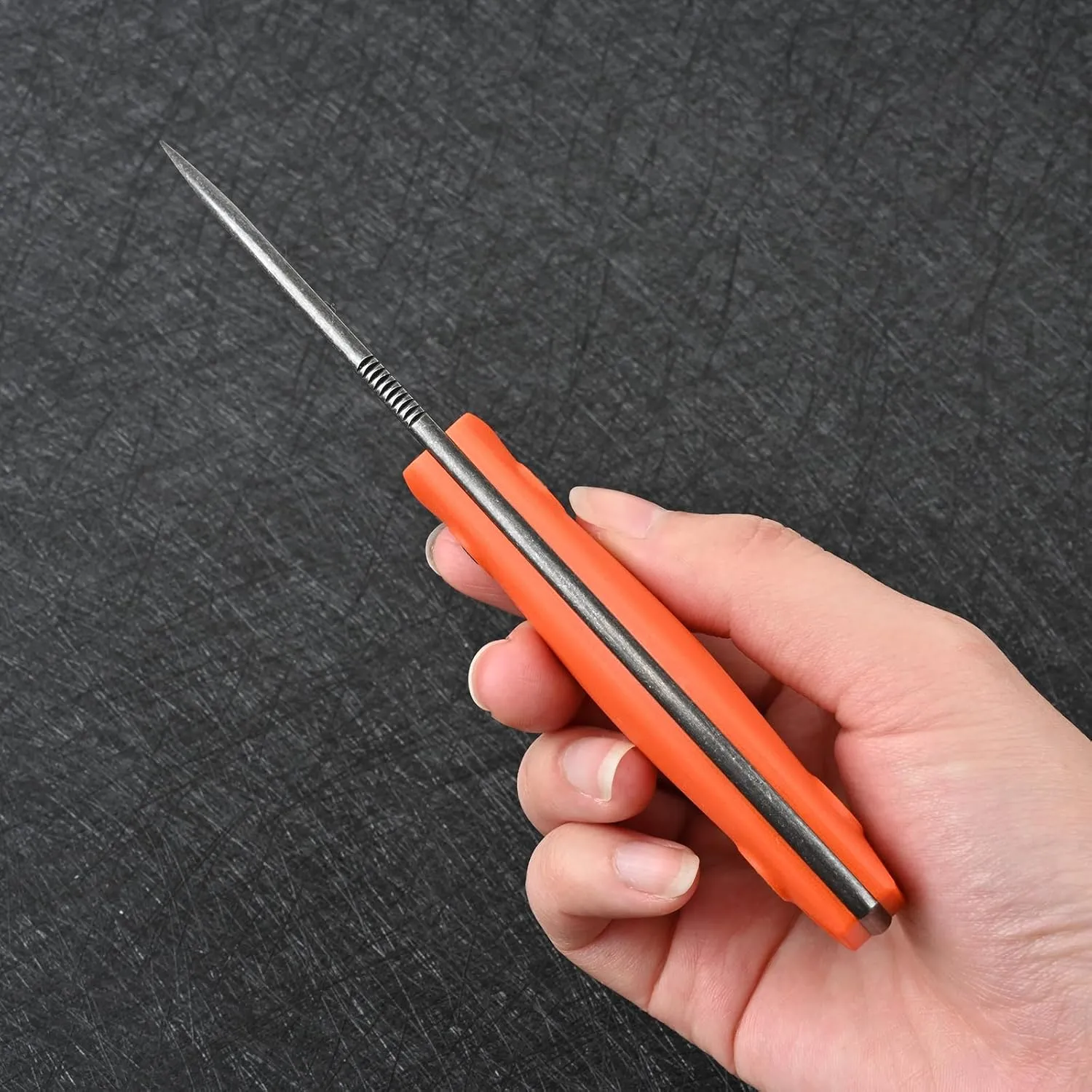 Knives 6.49 inch DC53 Steel Tactical Fixed Blade Knife with kydex sheath for Men EDC Outdoor Camping Survival Hunting (Black stone wash orange handle)