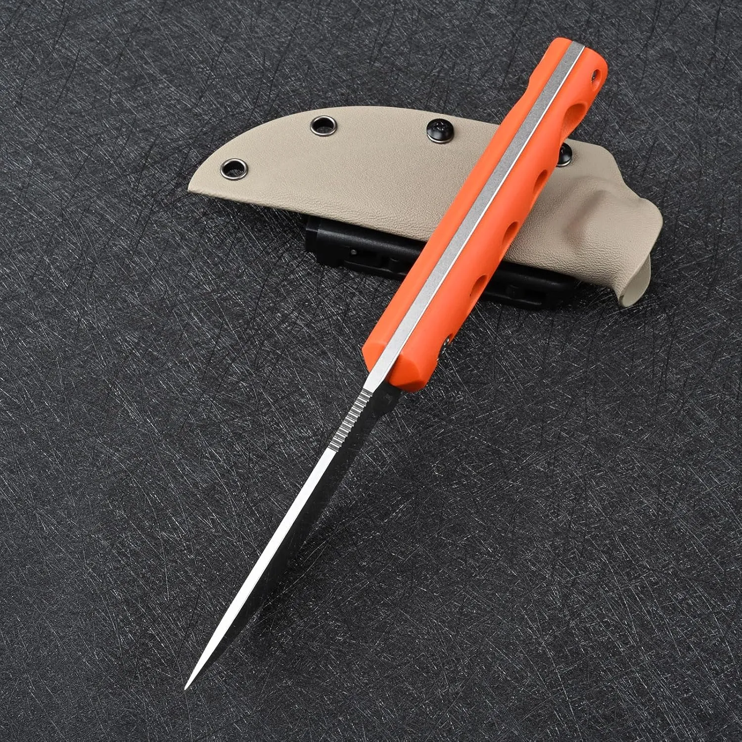 Knives DC53 Steel Tactical Fixed Blade Knife G10 Handle with kydex sheath for Men EDC Camping Survival Hunting Outdoor (White Orange)