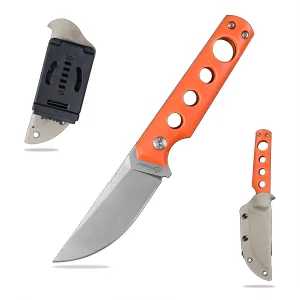 Knives DC53 Steel Tactical Fixed Blade Knife G10 Handle with kydex sheath for Men EDC Camping Survival Hunting Outdoor (White Orange)