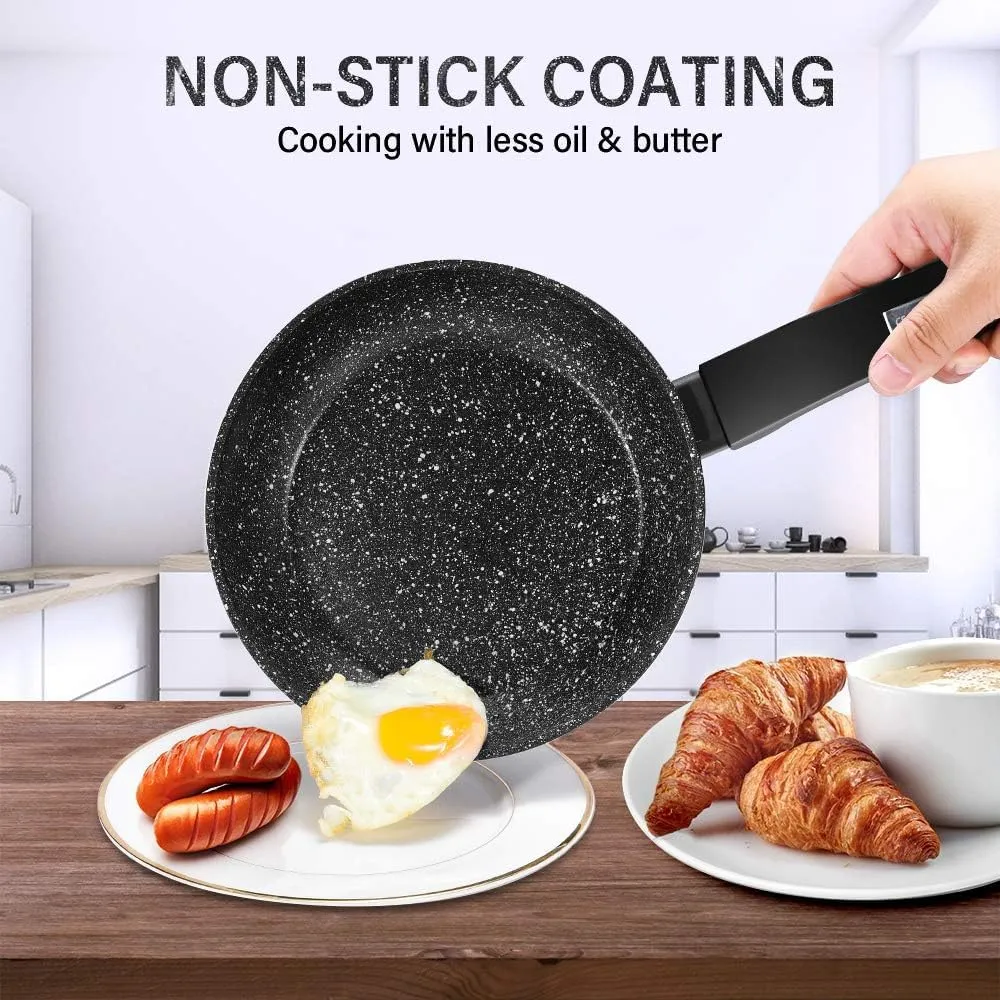 KOCH SYSTEME CS CSK 10'' 12'' Nonstick Frying Pan Set with Lids - Hard-Anodized Nonstick Fry Pan Set with Granite Coating, Stir Fry Skillet Set with Handle, PFOA & APEO Free Cookware Set