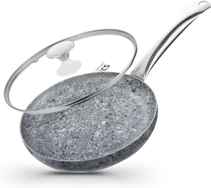 KOCH SYSTEME CS Frying Pan with Lid, 8 Inch Frying Pan with Nonstick Granite Coatings, APEO & PFOA-Free Small Frying Pan with Lid, 8" Granite Skillet with Lid, Nonstick Frying Pan, Oven Safe