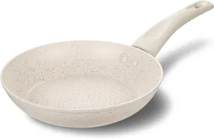 KOCH SYSTEME CS Nonstick Frying Pan 8 Inch White, Omelette Pan with Stay-cool Bakelite Handle, Toxin-Free Marble Coating Aluminum Pans for Healthy Cooking, All Stoves Compatible, Easy to Clean