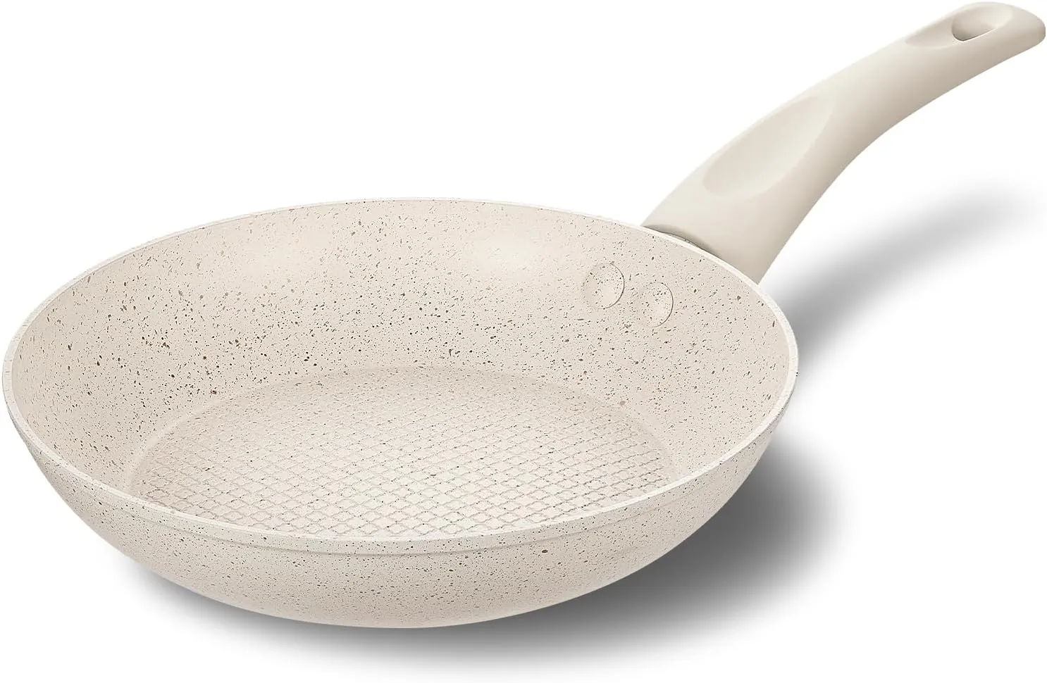 KOCH SYSTEME CS Nonstick Frying Pan 8 Inch White, Omelette Pan with Stay-cool Bakelite Handle, Toxin-Free Marble Coating Aluminum Pans for Healthy Cooking, All Stoves Compatible, Easy to Clean