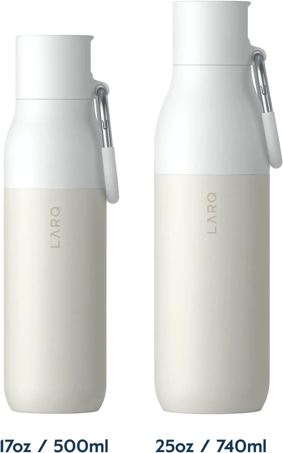 LARQ Bottle Flip Top 17 oz - Insulated Reusable Stainless Steel Water Bottle With Straw | Thermos, BPA Free | For Sports, Gym, and Travel | Keep Drinks Cold for 24 Hours | Granite White