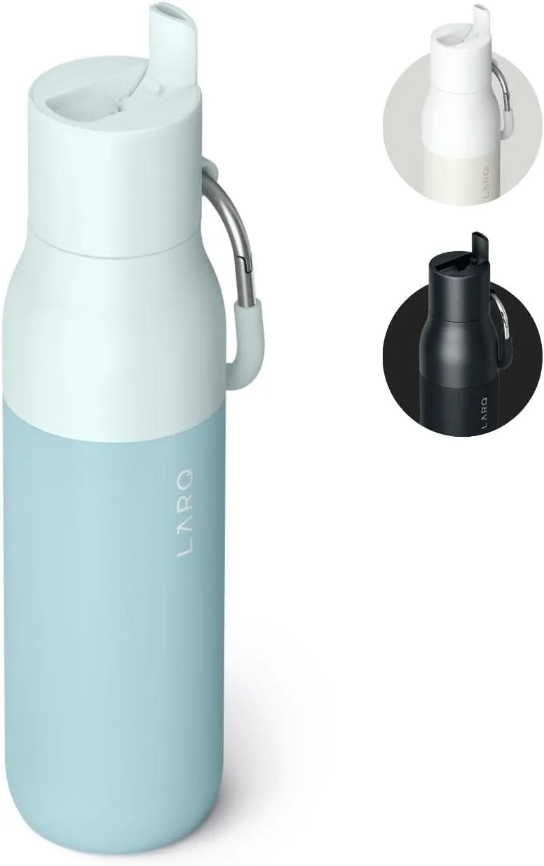LARQ Bottle Flip Top 17 oz - Reusable Insulated Stainless Steel Water Bottle With Straw | Thermos, BPA Free | For Sports, Gym, and Travel | Keep Drinks Cold for 24 Hours, Seaside Mint