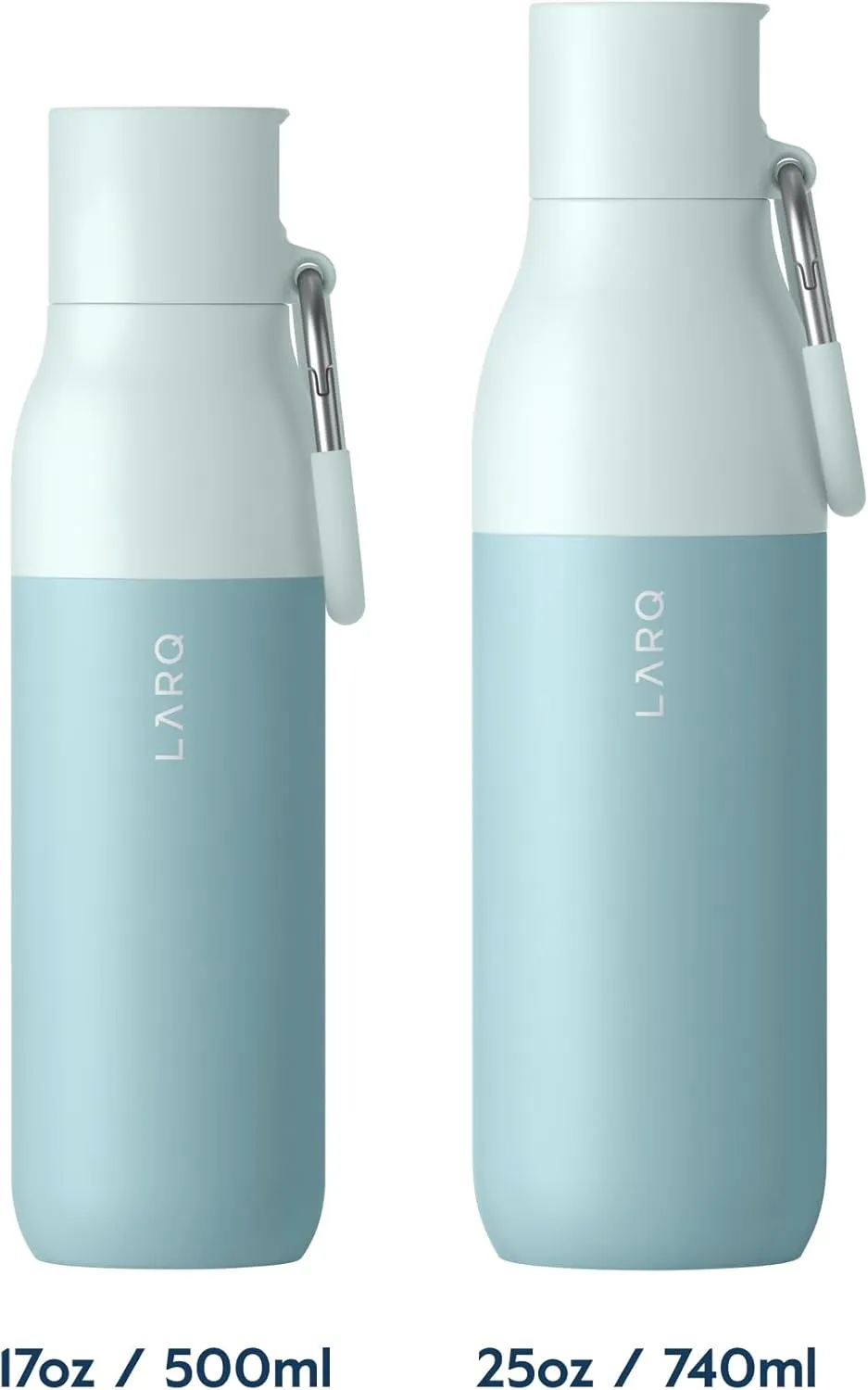 LARQ Bottle Flip Top 17 oz - Reusable Insulated Stainless Steel Water Bottle With Straw | Thermos, BPA Free | For Sports, Gym, and Travel | Keep Drinks Cold for 24 Hours, Seaside Mint