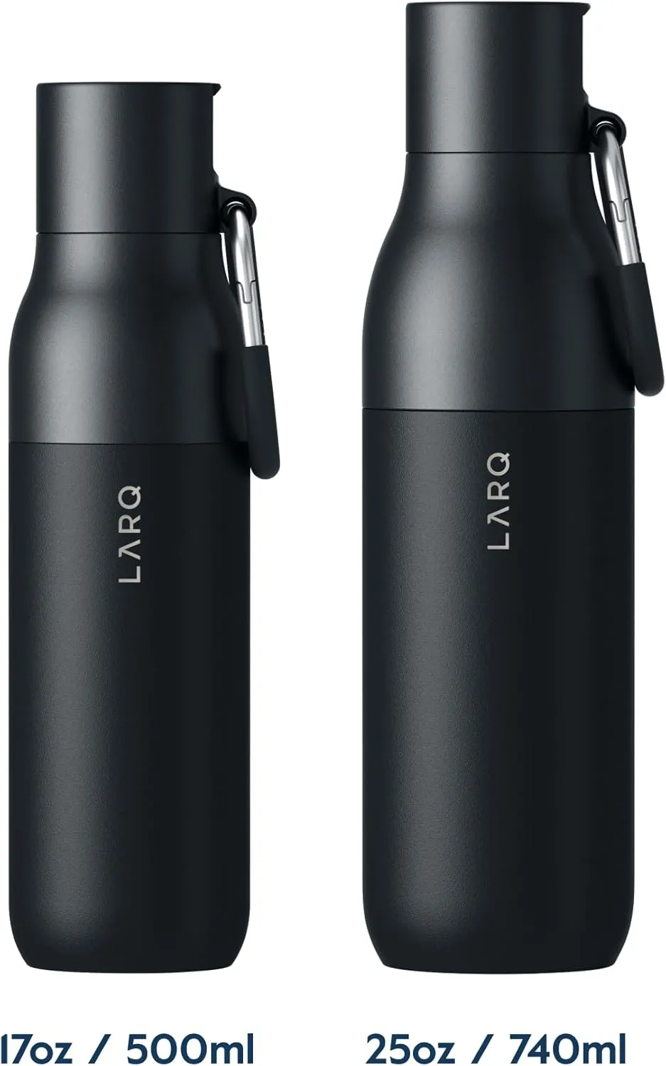 LARQ Flip Top 17 oz Insulated Stainless Steel Water Bottle With Straw | Thermos, BPA Free | Reusable Bottle for Sports, Gym, Travel | Keeps Drinks Cold 24 Hours, Obsidian Black