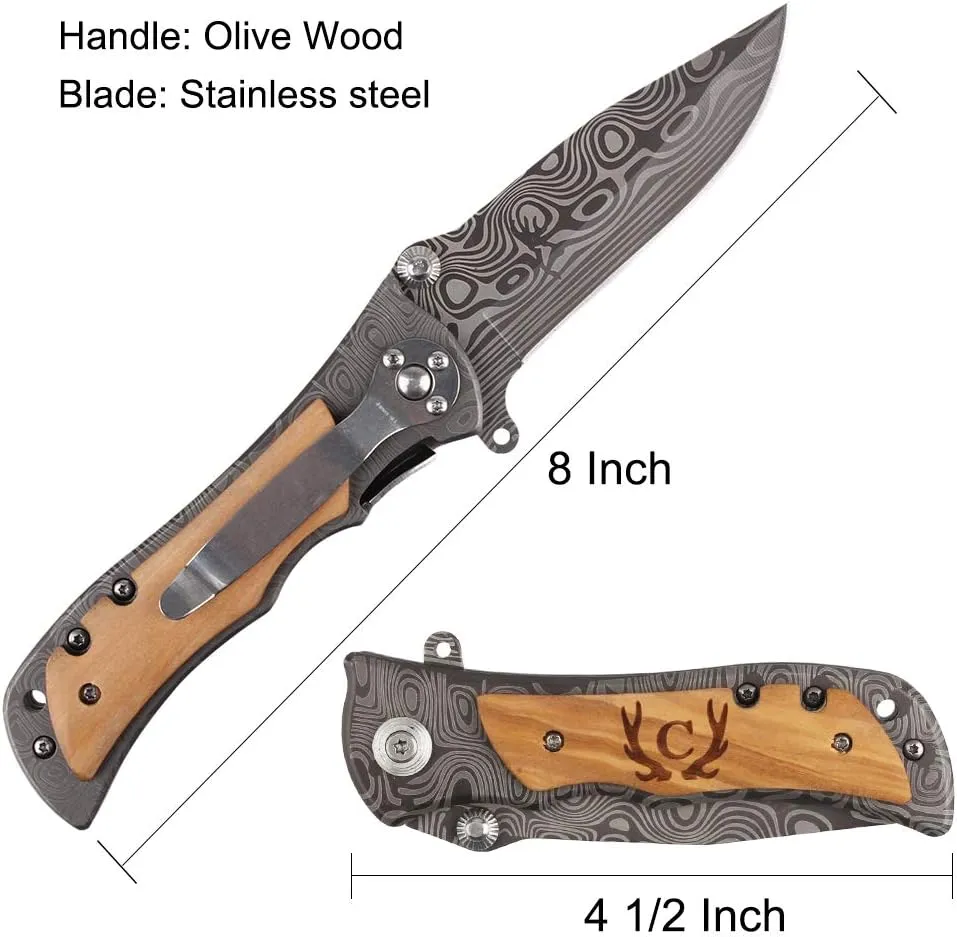 Laser Engraved Pocket Knife with monogrammed from A-Z