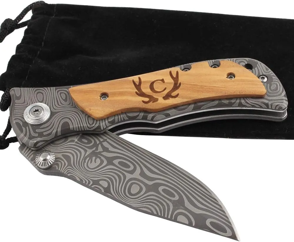 Laser Engraved Pocket Knife with monogrammed from A-Z
