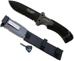 Lastworld 11" Black Survival II Knife with Blade Sharpener, Fire Starter & Sheath