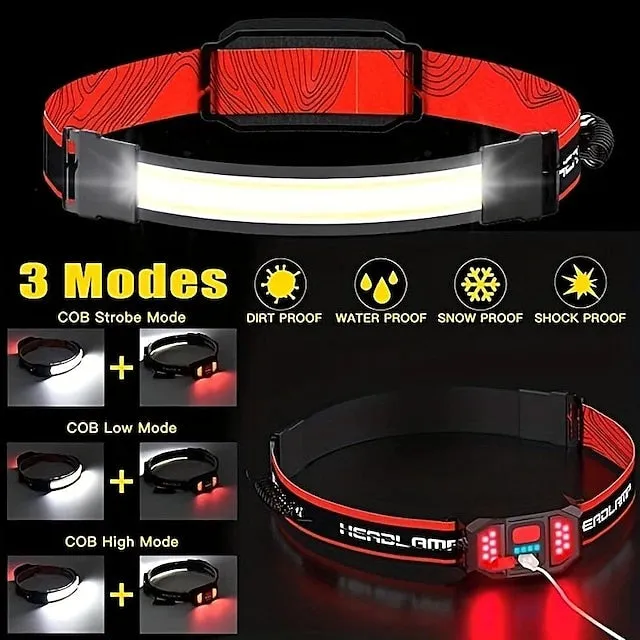 LED Headlamp Flashlight 1000lumens Headlight, USB Rechargeable Head Lamp With Red Taillight, Lightweight Waterproof Headlamps for Outdoor Camping Running Hiking, Hard Hat Headlamp