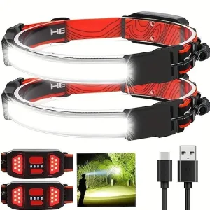 LED Headlamp Flashlight 1000lumens Headlight, USB Rechargeable Head Lamp With Red Taillight, Lightweight Waterproof Headlamps for Outdoor Camping Running Hiking, Hard Hat Headlamp