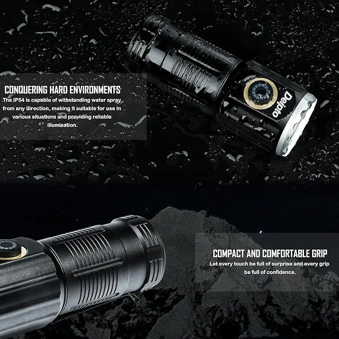 LED Mini Flashlight Rechargeable, German Three-Eyed Monster Mini Flashlight with Clip, IP54 EDC Tactical Flashlight with 5 Modes for Outdoor, Home, Emergency,Camping, Working (2 Pieces)