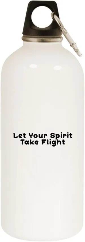 Let Your Spirit Take Flight - 20oz Stainless Steel Water Bottle with Carabiner, White