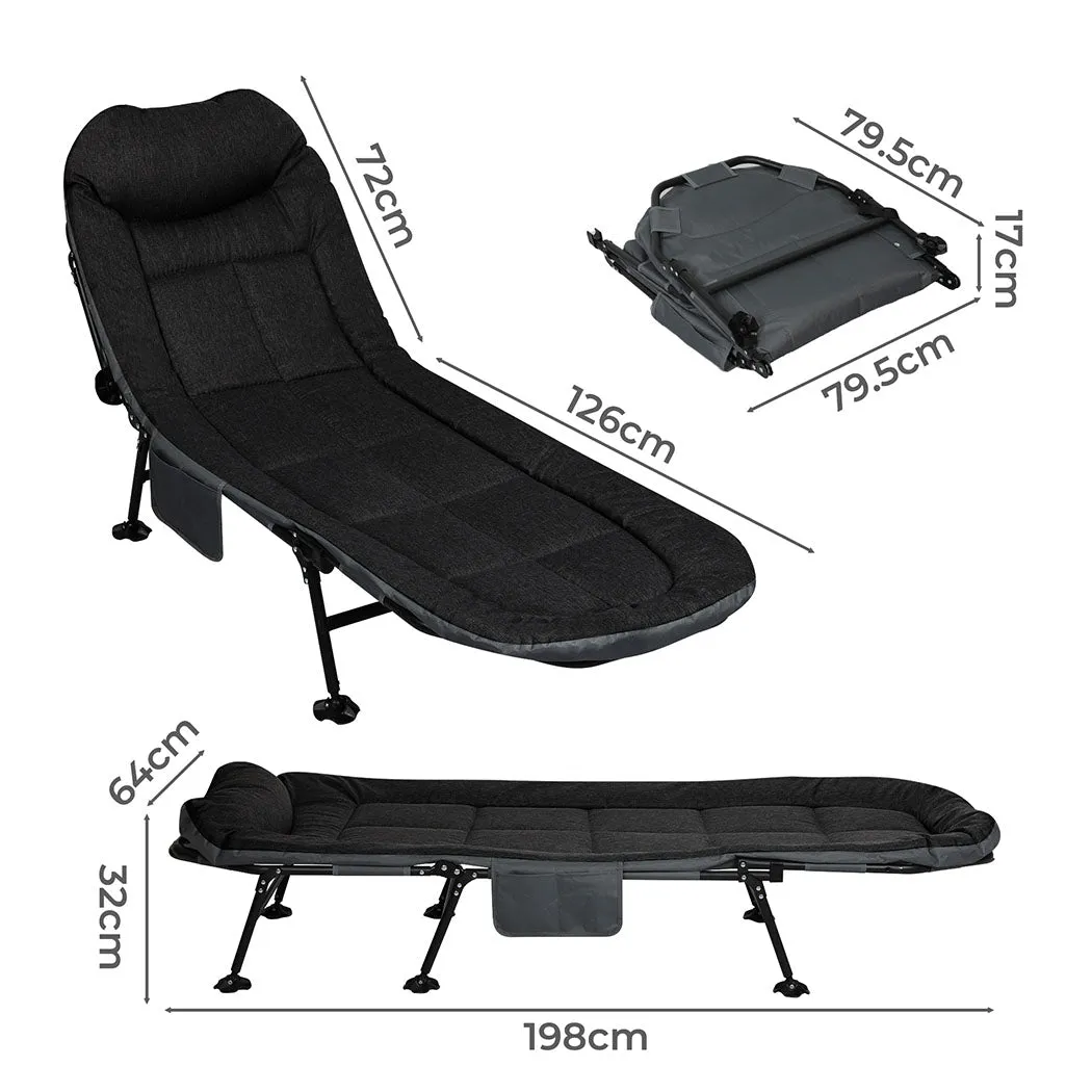 Levede Folding Camping Bed Camp Cots Black-NSW_Rural