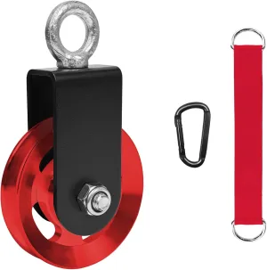 LFJ Aluminum Alloy Cable Pulley with Swing Strap Carabiner, 90mm Pulley Wheel for LAT Pulley System DIY Pull Down Attachment,Ladder Lift,Home Gym Equipment