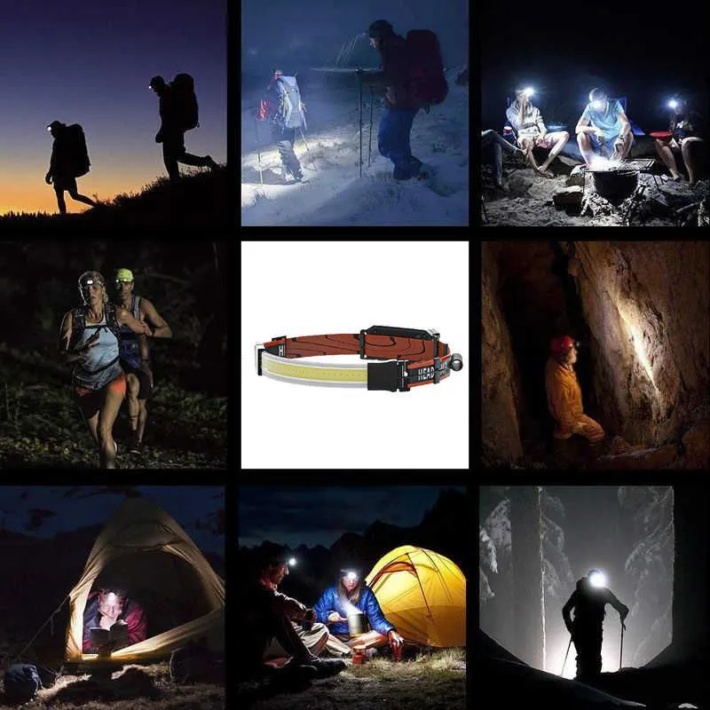 Lightweight COB Head Torch Flashlight USB Rechargeable Head Torch 3 Modes Head Light COB LED Head Lamp