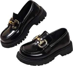 lilaBelle]Girls Loafers Slip-On School Dress Shoes for Kids Comfortable Lightweight Formal Shoes Graduation Ceremonies Performances Breathable Leather F3