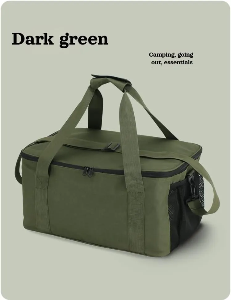 lilaBelle]【Heavy-Duty Camping Gear Organizer 40L Waterproof Storage Bag with Removable Dividers, Portable Cooking Utensil for Saudi Outdoor BBQ Fishing Trip