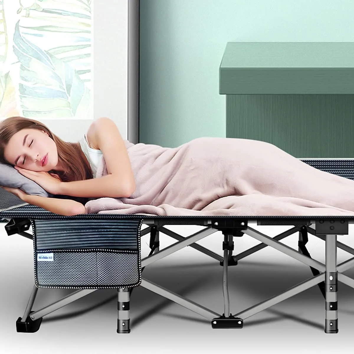 LILYPELLE Folding Camping Cot W/Mattress,XXL Cot Bed, Heavy Duty Wide Camping Cots for Adults, Portable Sleeping Cots Bed for Travel Camping/Office, Home Nap