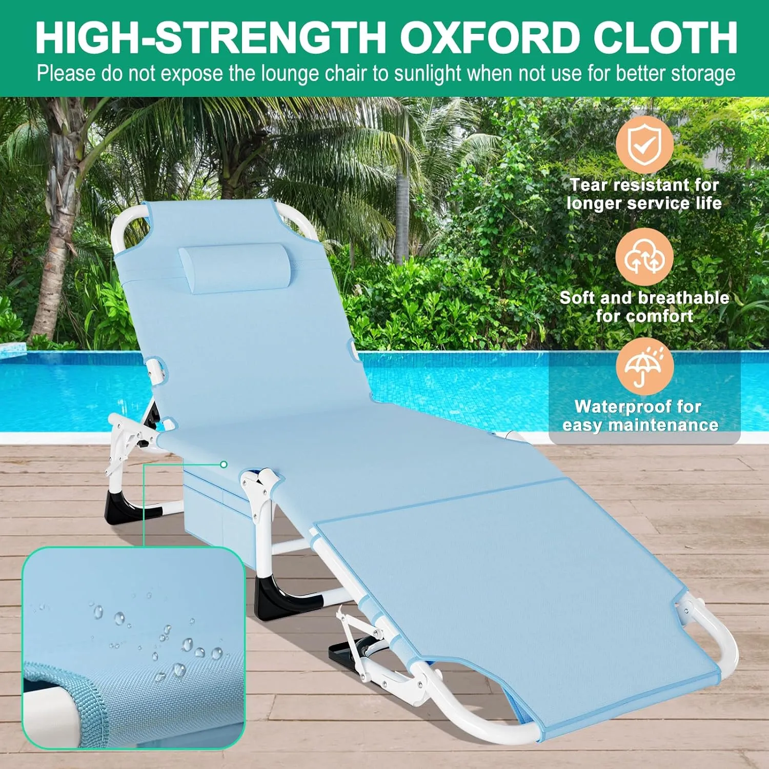LILYPELLE Portable Folding Camping Cot, Adjustable 5-Position Face Down Folding Chaise Lounge Chairs, Outdoor Portable Bed Sleeping Cot for Camping, Pool, Beach, Patio