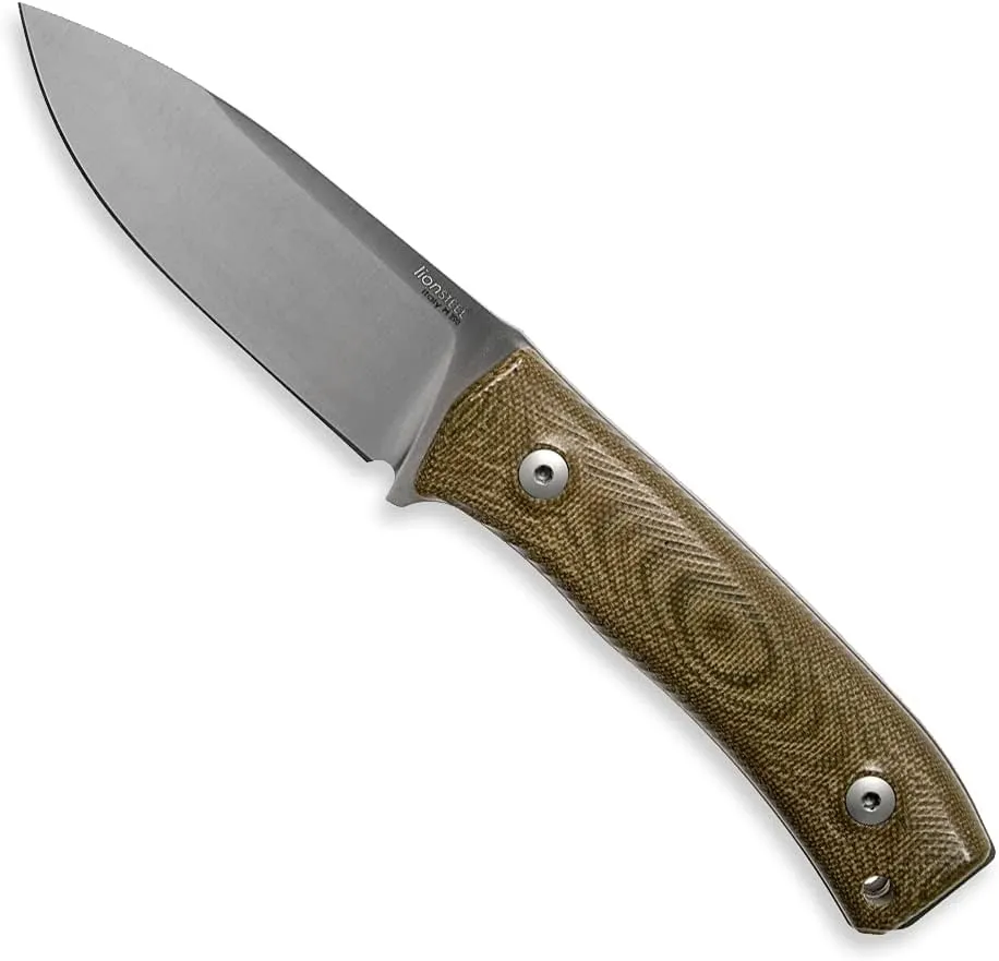 LionSTEEL M4 Fixed Blade FatCarbon Glow in the Dark Carbon Fiber Handle Scales, Full Extended Tang Construction, M390 Steel Blade, Triple Stitched Leather Sheath, KAVISO Exclusive