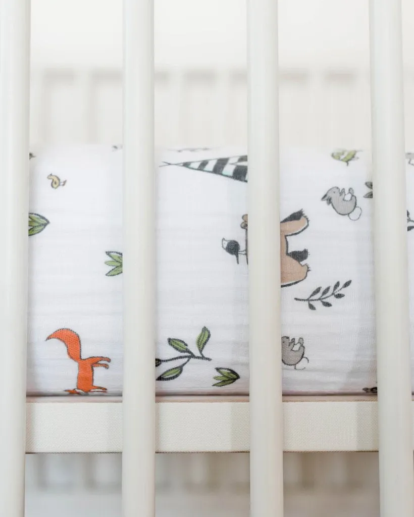 Little Unicorn - Cotton Muslin Cot Sheet - Forest Friends