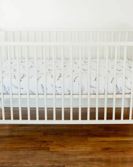 Little Unicorn - Cotton Muslin Cot Sheet - Narwhal