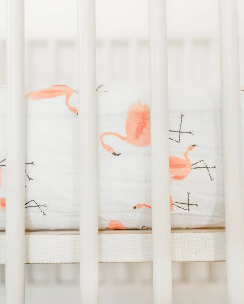 Little Unicorn - Cotton Muslin Cot Sheet - Pink Ladies