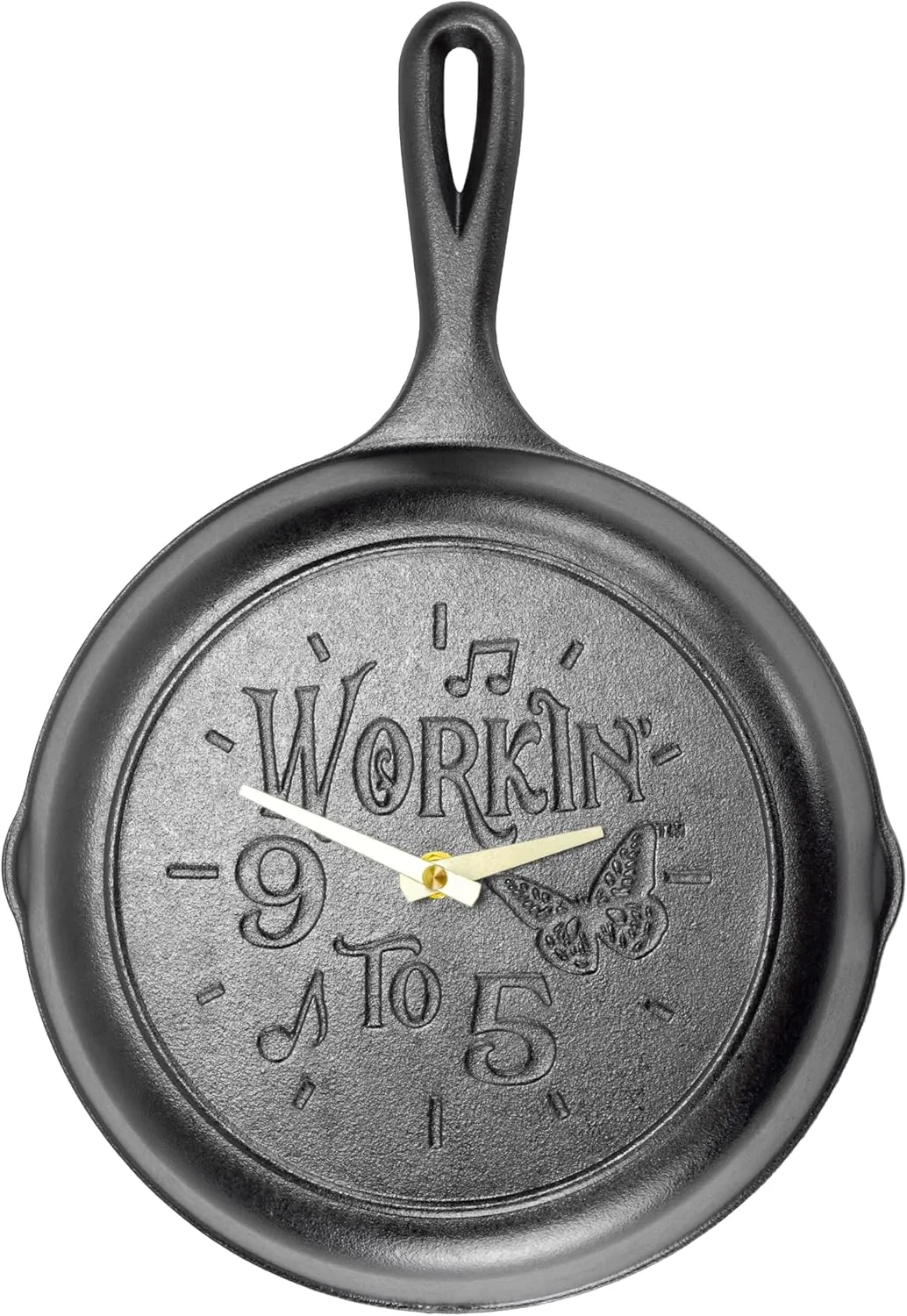 Lodge 9 inch Skillet Clock Inspired by Dolly Parton hit Song 9 to 5" - for Decorative Use Only - Hand Wash, Collector's Piece, 1 AA Battery Required (not Included).