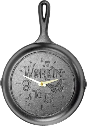 Lodge 9 inch Skillet Clock Inspired by Dolly Parton hit Song 9 to 5" - for Decorative Use Only - Hand Wash, Collector's Piece, 1 AA Battery Required (not Included).