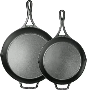 Lodge Blacklock Cast Iron Skillet Set - 10.25" & 12" Skillets - Preseasoned Skillet Pans - Easy Cleanup - Lightweight Design - Two-Sizes - Premium Skillets