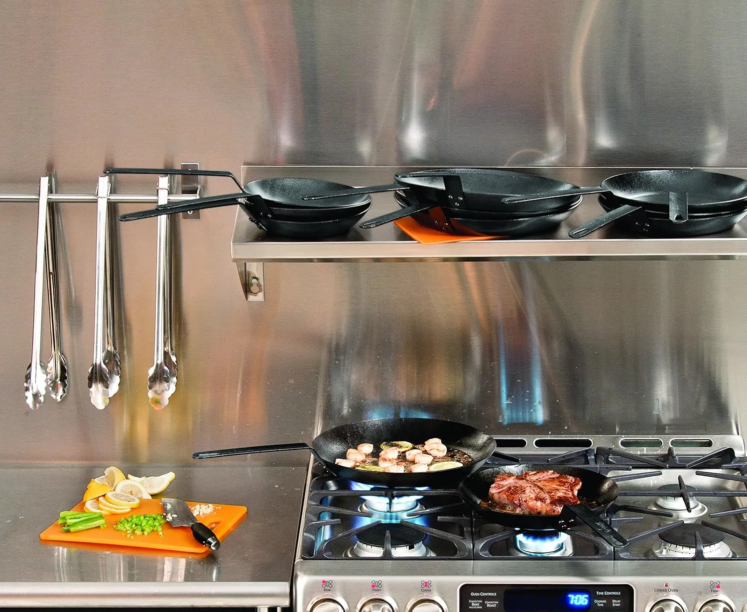 Lodge Manufacturing Company CRS12HH61 Carbon Steel Skillet, 12", Black/Orange