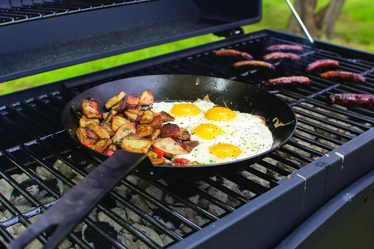 Lodge Manufacturing Company CRS12HH61 Carbon Steel Skillet, 12", Black/Orange