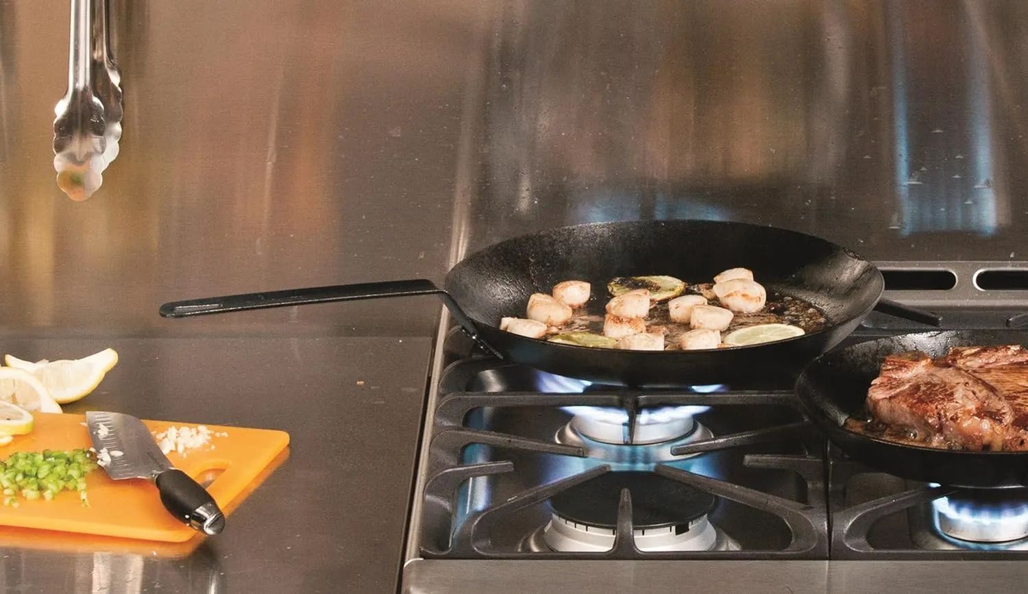 Lodge Pre-Seasoned Carbon Steel Skillet - Use in the Oven, on the Stove, on the Grill, or Over a Campfire - 12 Inch