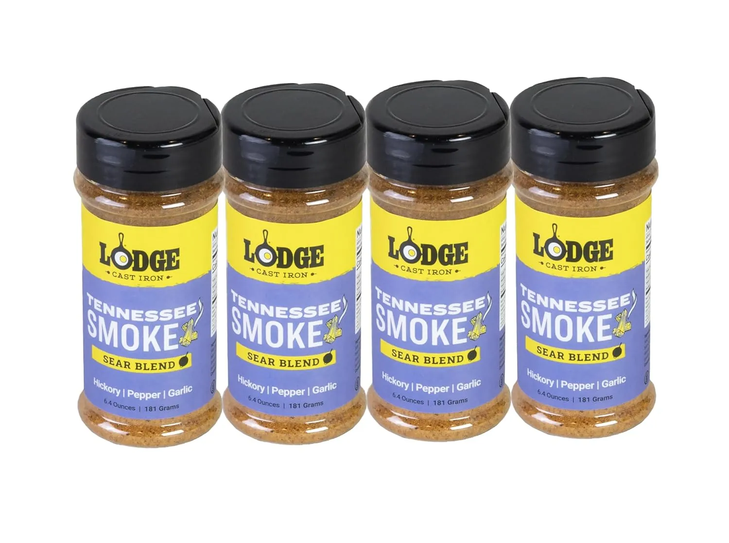 Lodge Sear Blend - Made for Cast Iron Cooking - Use Over the Grill, On the Stove, or Even in the Oven, Non-GMO - 6.4oz (4 Pack) - Tennessee Smoke